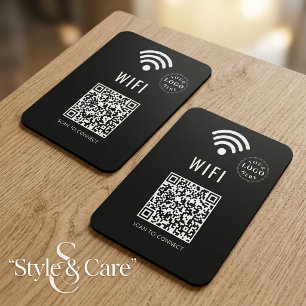 Zwarte WiFi-magneet met logo en eenvoudige QR-code Magneet