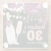 Zwarte wijn - Aangepaste Luxe 30e verjaardag Glazen Onderzetter (Achterkant)