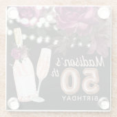 Zwarte wijn - Aangepaste Luxe 50e verjaardag Glazen Onderzetter (Achterkant)