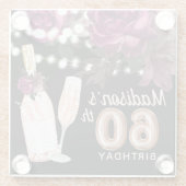 Zwarte wijn - Aangepaste Luxe 60e verjaardag Glazen Onderzetter (Achterkant)