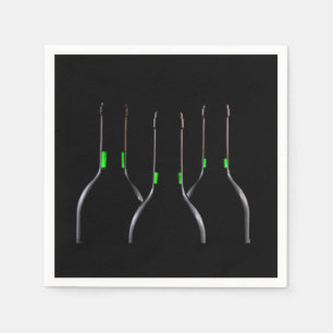 Zwarte Wijnfles Standaard Cocktail Papier Servet