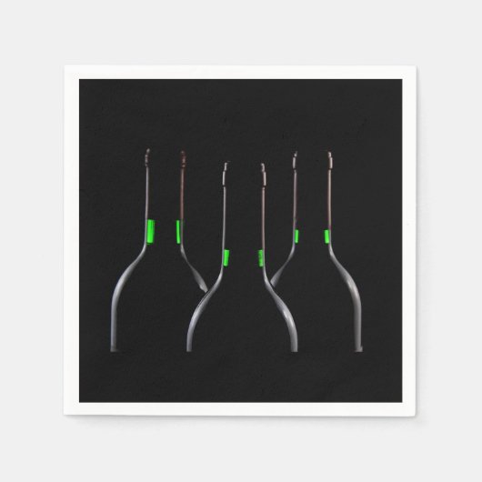 Zwarte Wijnfles Standaard Cocktail Papier Servet (Voorkant)