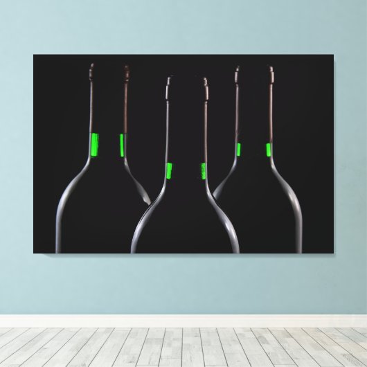 Zwarte wijnflessen verpakt canvas Prints (Insitu (Houten vloer))