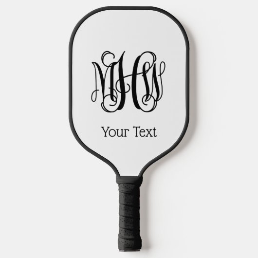 Zwarte Wijnstok Script Monogram Doe-het-zelf BG Pickleball Paddle (Voorkant)
