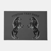 Zwarte Wild Horse Deurmat met aangepaste tekst (Voorkant)