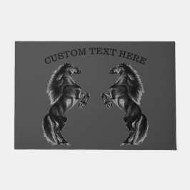 Zwarte Wild Horse Deurmat met aangepaste tekst
