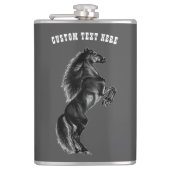 Zwarte Wild Horse Flask Aangepaste tekst en kleur Heupfles (Voorkant)