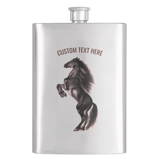 Zwarte Wild Horse Flask met aangepaste tekst Flacon (Voorkant)