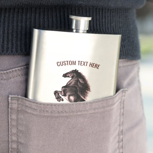 Zwarte Wild Horse Flask met aangepaste tekst Flacon (Voorbeeld)