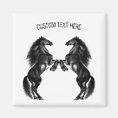 Zwarte Wild Horse Magneet met aangepaste tekst (Voorkant)