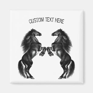 Zwarte Wild Horse Magneet met aangepaste tekst