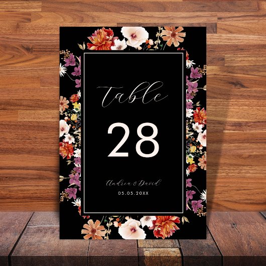 Zwarte Wildbloemen Bloemen Bloemen Botanische Boho Kaart