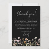 Zwarte Wilde Bloem Boho Bruidsdouche Bedankkaart (Voorkant)