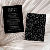 Zwarte wilde bloem eenvoudige rustieke bruiloft de informatiekaartje