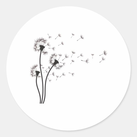 Zwarte wilde bloem paardenbloem ronde sticker (Voorkant)