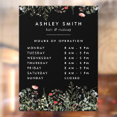 Zwarte Wilde Bloemenweide Openingstijden Raamsticker (Vel 2)