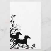 Zwarte wilde paarden briefpapier (Voorkant)
