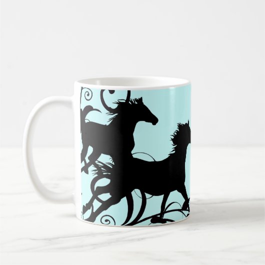 Zwarte wilde paarden koffiemok (Links)
