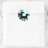Zwarte wilde paarden ronde sticker (Tas)