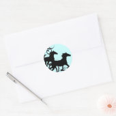 Zwarte wilde paarden ronde sticker (Envelop)