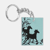 Zwarte wilde paarden sleutelhanger (Voorkant Links)