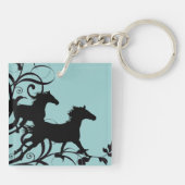 Zwarte wilde paarden sleutelhanger (Achterkant)