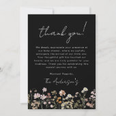 Zwarte Wildflower Baby in Bloom Baby shower Bedankkaart (Voorkant)