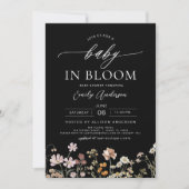 Zwarte Wildflower Baby in Bloom Baby shower Kaart (Voorkant)