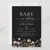 Zwarte Wildflower Baby in Bloom Baby shower Kaart (Voorkant)