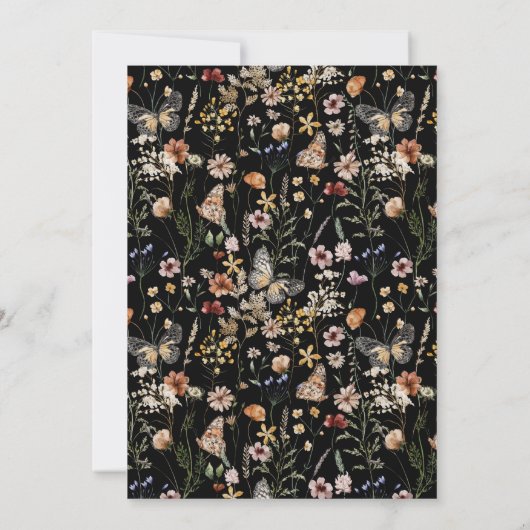 Zwarte Wildflower Baby in Bloom Baby shower Kaart (Achterkant)