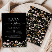 Zwarte Wildflower Baby in Bloom Baby shower Kaart