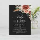 Zwarte Wildflower Baby in Bloom Herfst Baby shower Kaart (Staand voorkant)