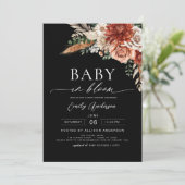 Zwarte Wildflower Baby in Bloom Herfst Baby shower Kaart (Staand voorkant)