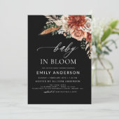 Zwarte Wildflower Baby in Bloom Herfst Baby shower Kaart (Staand voorkant)