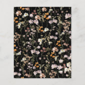 Zwarte Wildflower Bruidsdouche Uitnodiging Flyer (Achterkant)