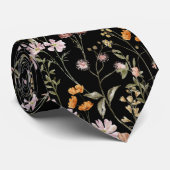 Zwarte Wildflower Garden Bloemen Spring Meadow Stropdas (Opgerold)