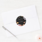 Zwarte Wildflower krans Zomer bruiloft Ronde Sticker (Envelop)