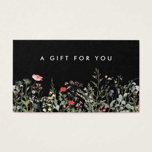 Zwarte Wildflower Meadow Gift Kaart (Voorkant)