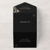 Zwarte Wildflower Tuin Herfst Botanische bruiloft All In One Uitnodiging (Buitenkant)