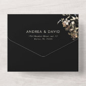 Zwarte Wildflower Tuin Herfst Botanische bruiloft All In One Uitnodiging (Achterkant)