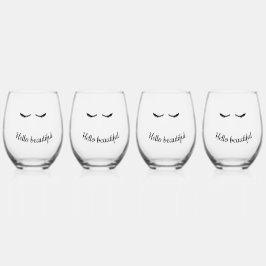 Zwarte wimpers Glam Wijnglas Zonder Voet