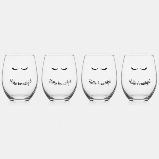Zwarte wimpers Glam Wijnglas Zonder Voet (Voorkant)
