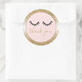 Zwarte Wimpers Gouden GlitterBedankt Ronde Sticker (Tas)
