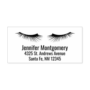 Zwarte wimpers lang & vrouwelijk  zelfinktende stempel