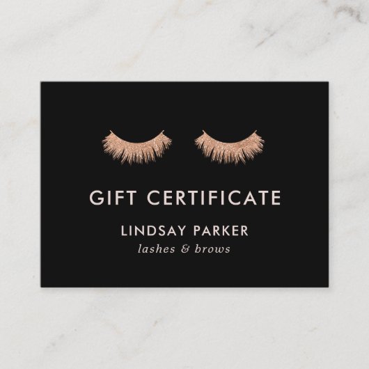 Zwarte Wimpers Make-up Artiest Gift Certificaat Aanbevelingskaartje (Voorkant)
