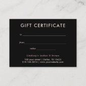 Zwarte Wimpers Make-up Artiest Gift Certificaat Aanbevelingskaartje (Achterkant)
