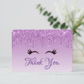 Zwarte Wimpers op Dripping Gitter Dank je Bedankkaart (Staand voorkant)