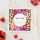 Zwarte wimpers roze crème luipaard servet (Insitu)