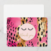 Zwarte Wimpers Roze Gouden Luipaard Dank u Informatiekaartje (Voorkant / Achterkant)