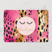 Zwarte Wimpers Roze Gouden Luipaard Dank u Informatiekaartje (Voorkant)
